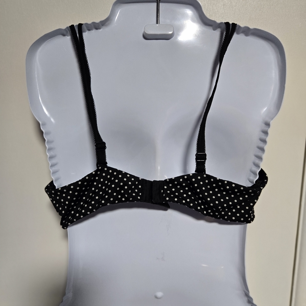 Victoria's Secret Black and White Polka Dot Bra, faux diamond, lace. - Picture 5 of 6